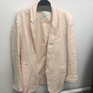 Joie light pink linen blazer